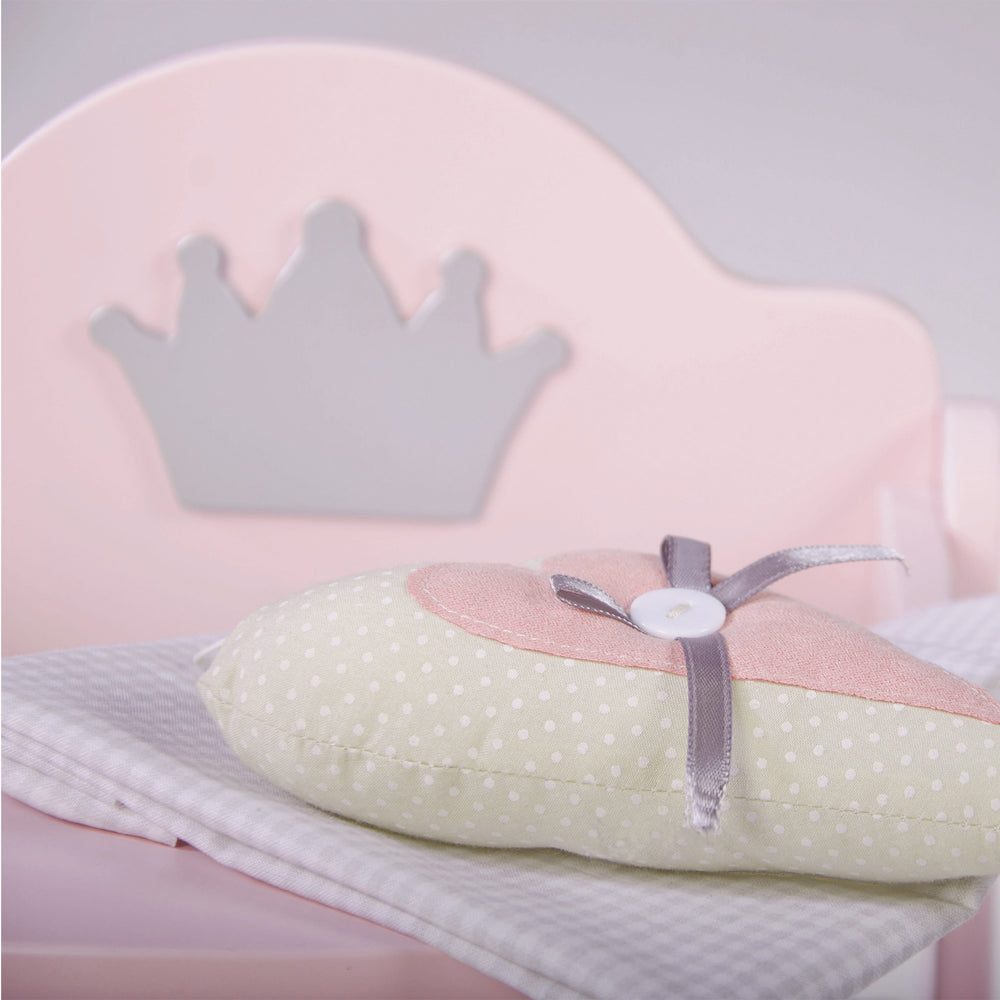 Puppenhochstuhl 'Prinzessin Sophie', für Puppen & Babypuppen, rosa/silber mit Krone – Detailbild (2/5)