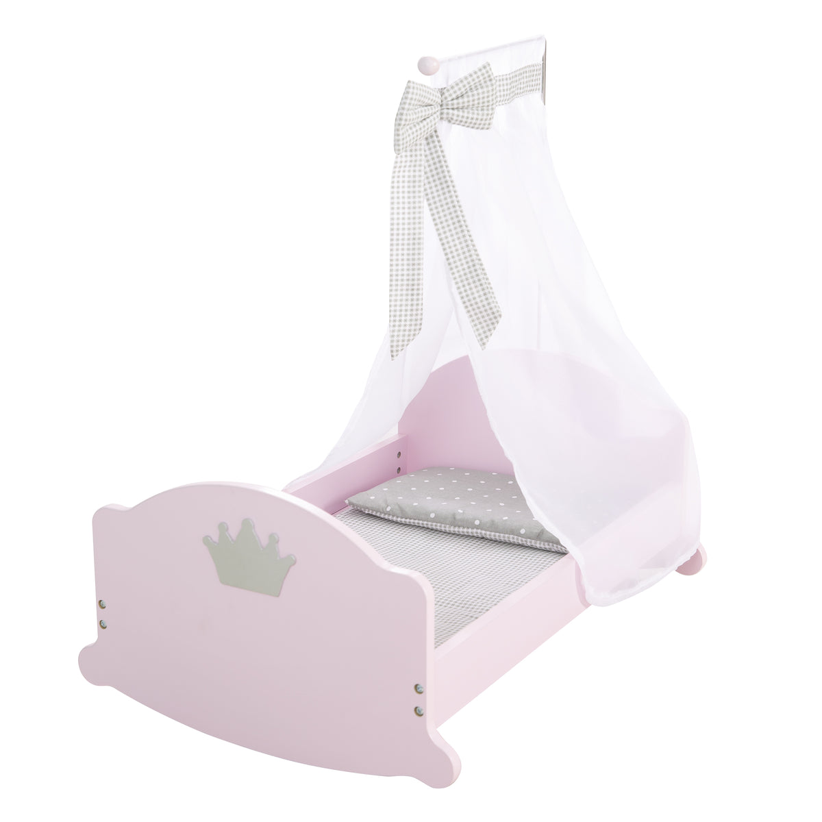 Berceau de poupée 'Prinzessin Sophie', avec équipement textile, linge de lit & ciel de lit, rose – Détourage (1/6)