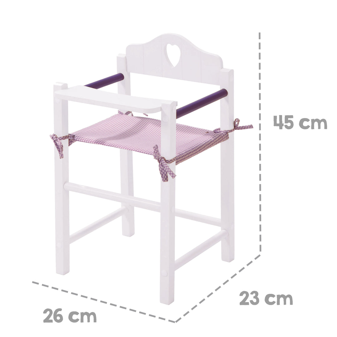 Seggiolone per bambole 'Fienchen', sedia per bambole per neonati e bambini, accessori per bambole bianco laccato – Infografica (4/4)