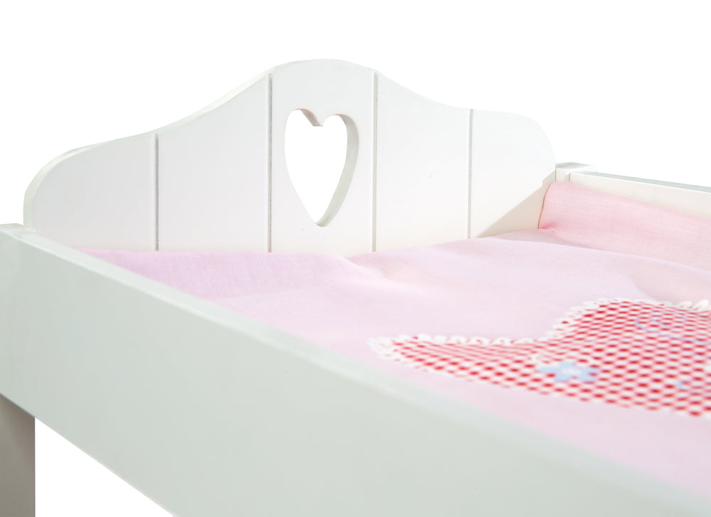 Puppenkommode & -bett in einem, 'Fienchen', inkl. textiler Ausstattung, weiß lackiert – Detailbild (2/6)