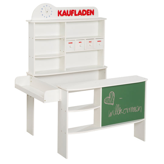 Marchande, bois blanc, stand de vente, 4 tiroirs, horloge, tableau, comptoir, comptoir latéral – Détourage (1/5)