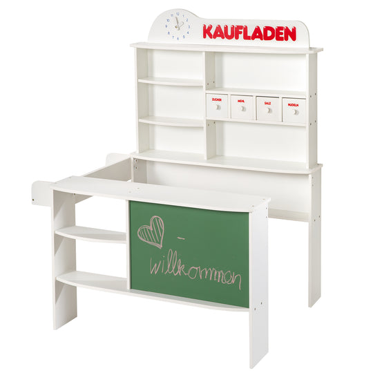 Marchande, bois blanc, stand de vente, 4 tiroirs, horloge, tableau, comptoir, comptoir latéral – Détourage (2/5)