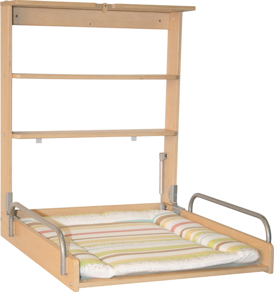 Wall-Mounted Changing Shelf, Foldable Changing Shelf, Natural incl. Changing Pad 'Dschungelbaby' – Product Image (1/11)